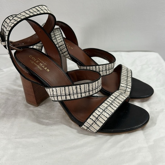 Cole Haan Signature Ankle Strap Snakeskin Scales Leather Heeled Sandals, 8B - Picture 3 of 9